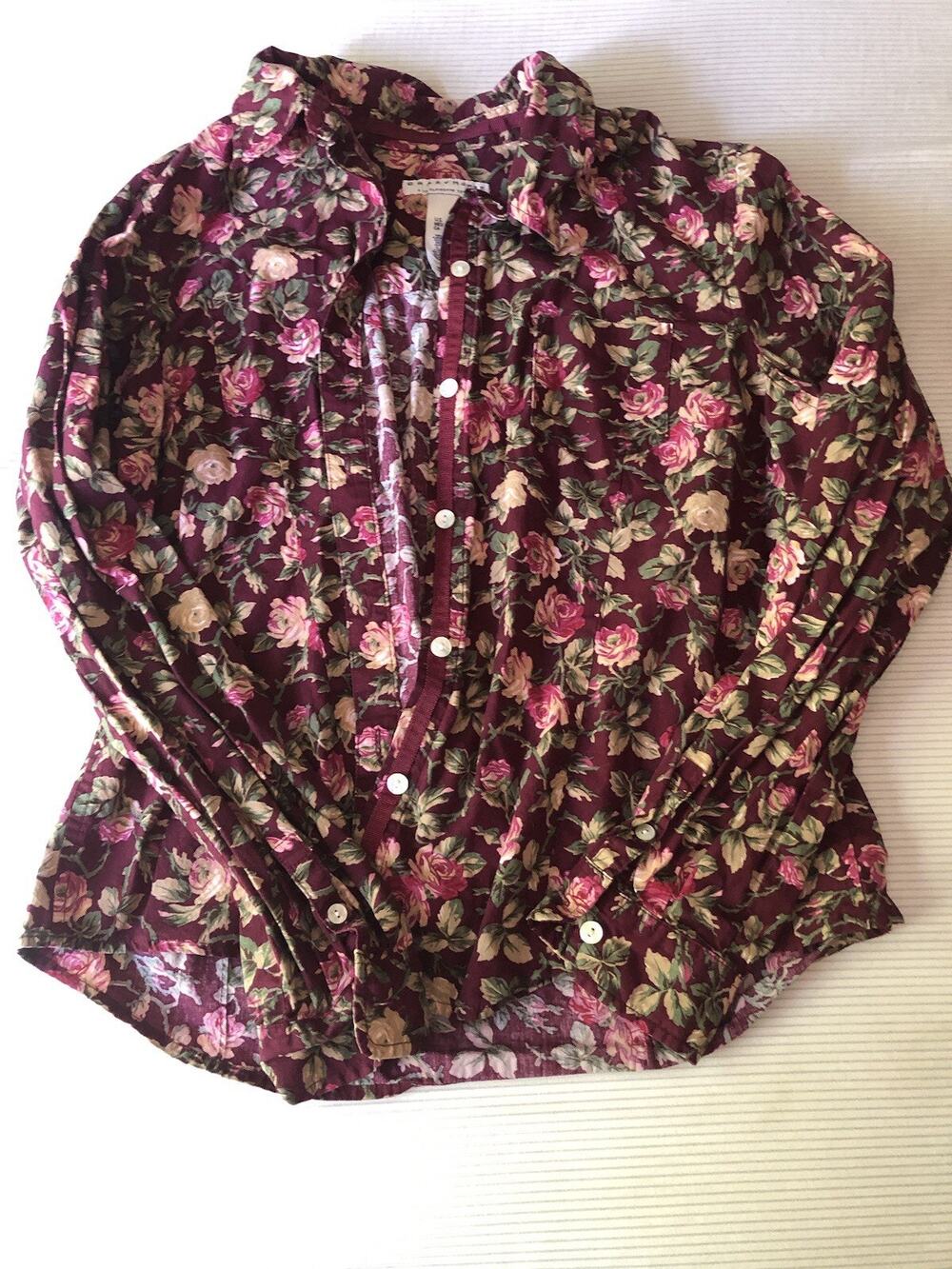 Vintage 90s Crazy Horse Liz Claiborne L Floral Button Down Blouse Cottagecore